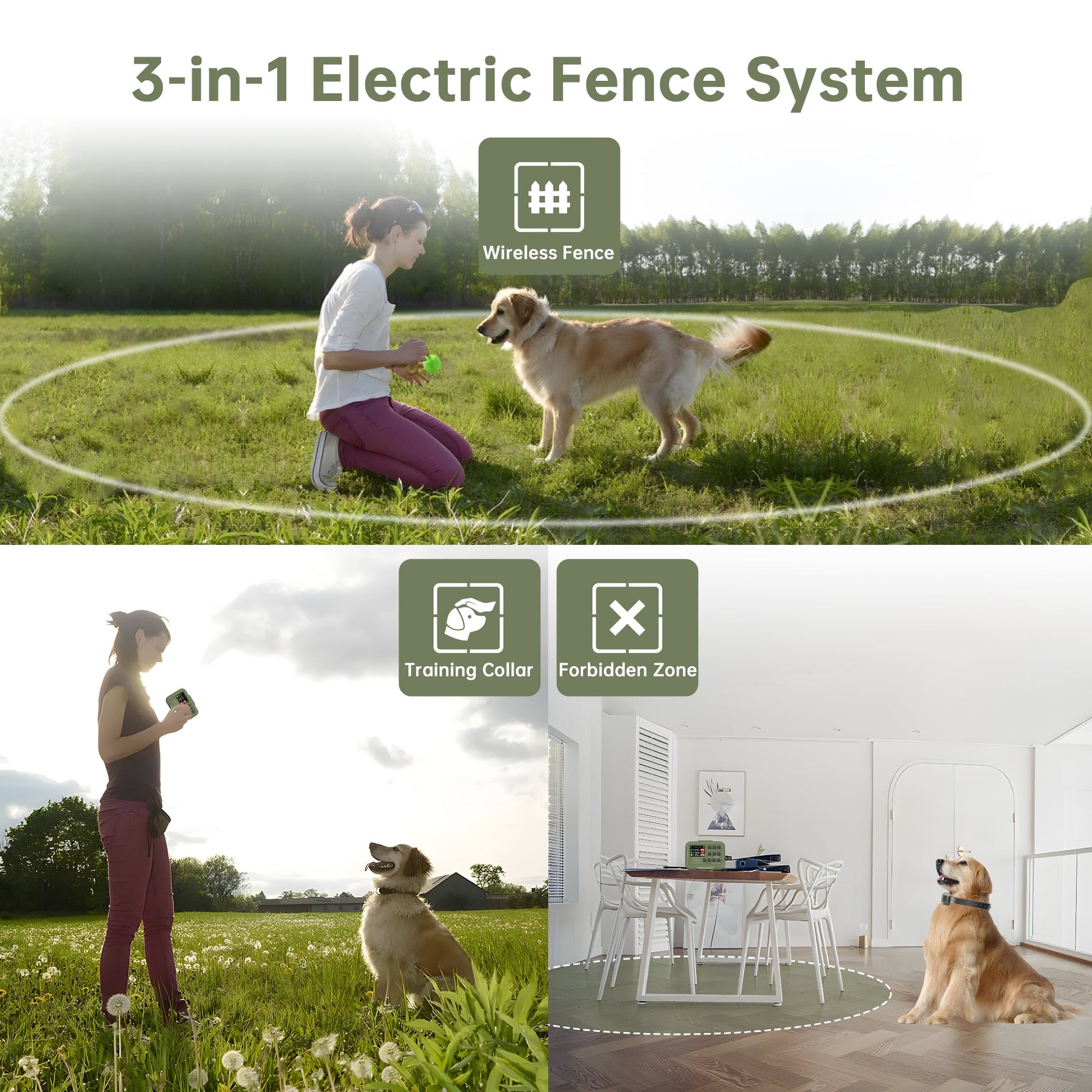 3-in-1 Waterproof Wireless Dog Fence-F910Plus